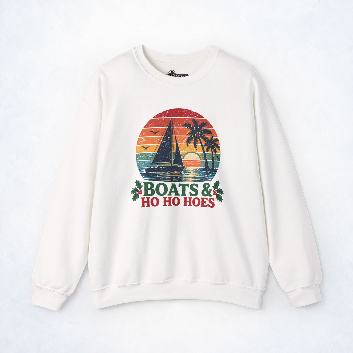 Boats & Ho Ho Hoes Retro Sailboat Christmas Sweatshirt
