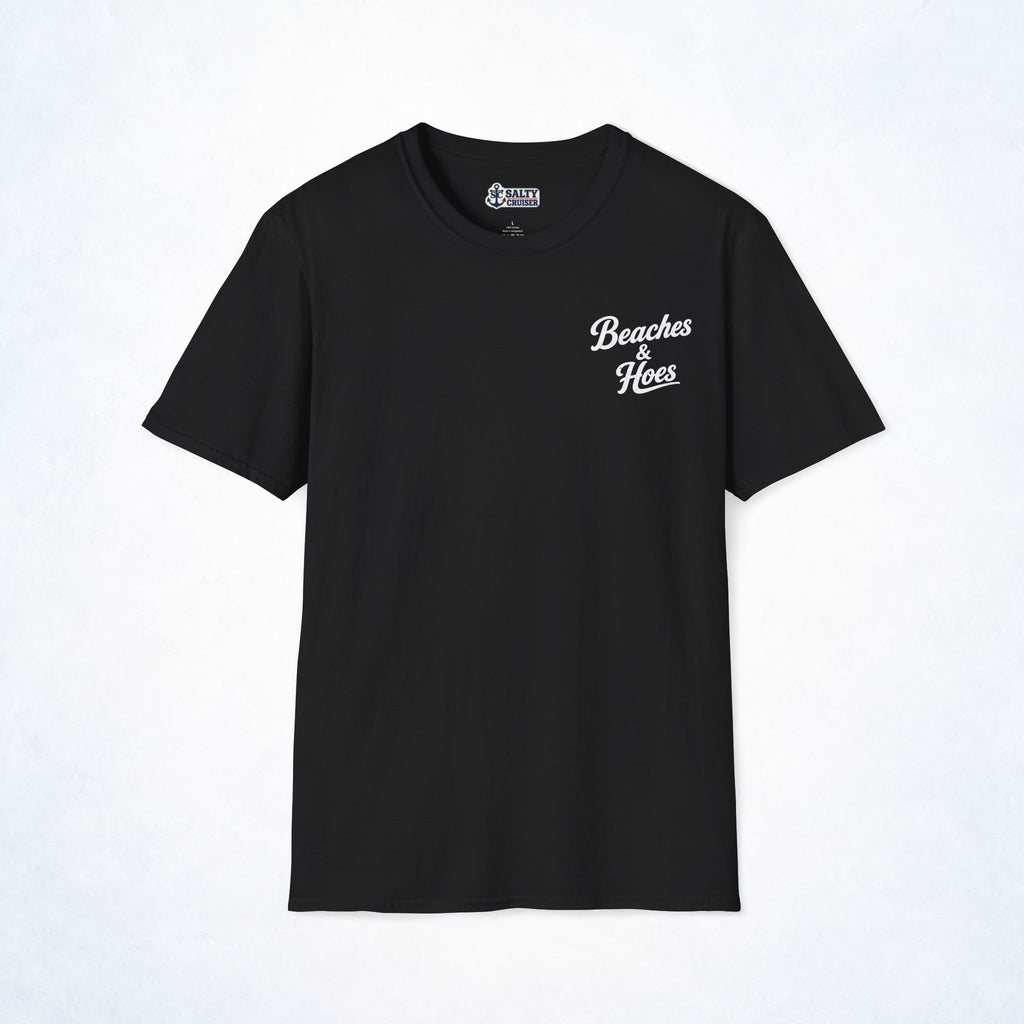 Beaches & Hoes Retro Sunset Front & Back Tee