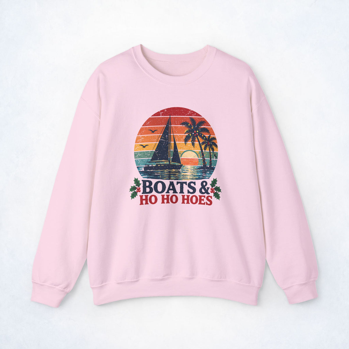 Boats & Ho Ho Hoes Retro Sailboat Christmas Sweatshirt