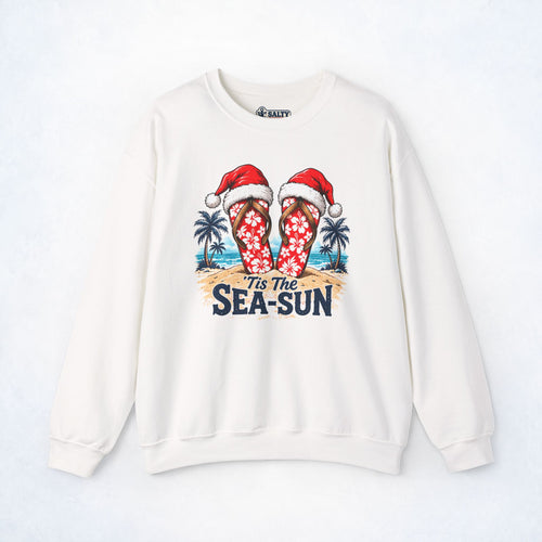 ’Tis the Sea-Sun Flip-Flops Christmas Sweatshirt