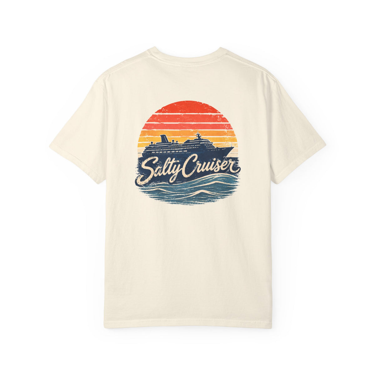 Salty Cruiser Sunset Cruise Front and Back Tee