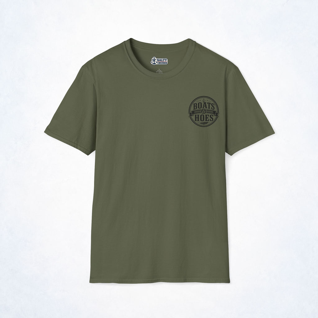 Boats and Hoes Badge Front & Back Print Tee