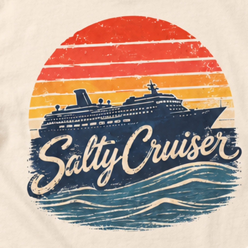 Salty Cruiser Sunset Cruise Front and Back Tee