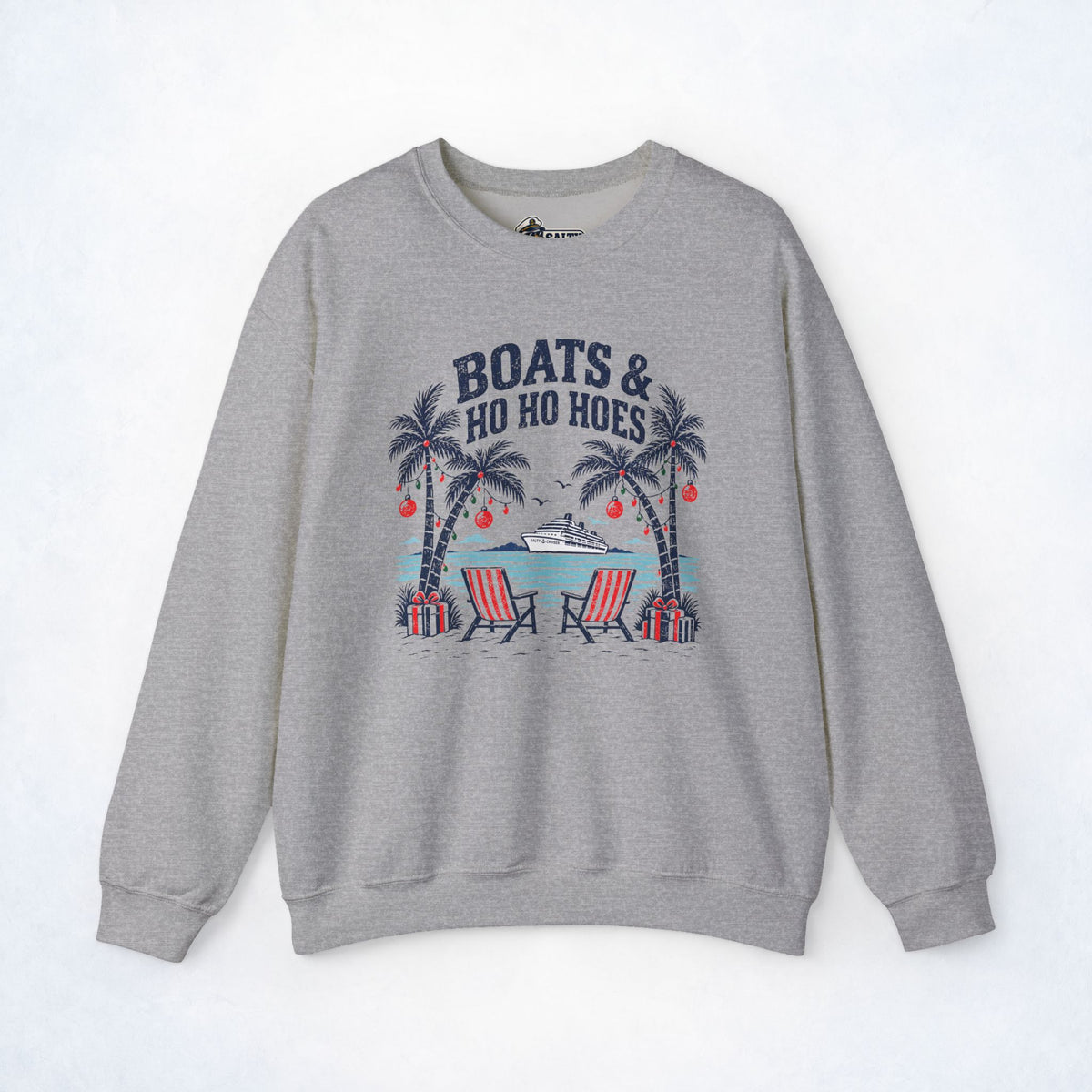 Boats & Ho Ho Hoes Tropical Christmas Sweatshirt