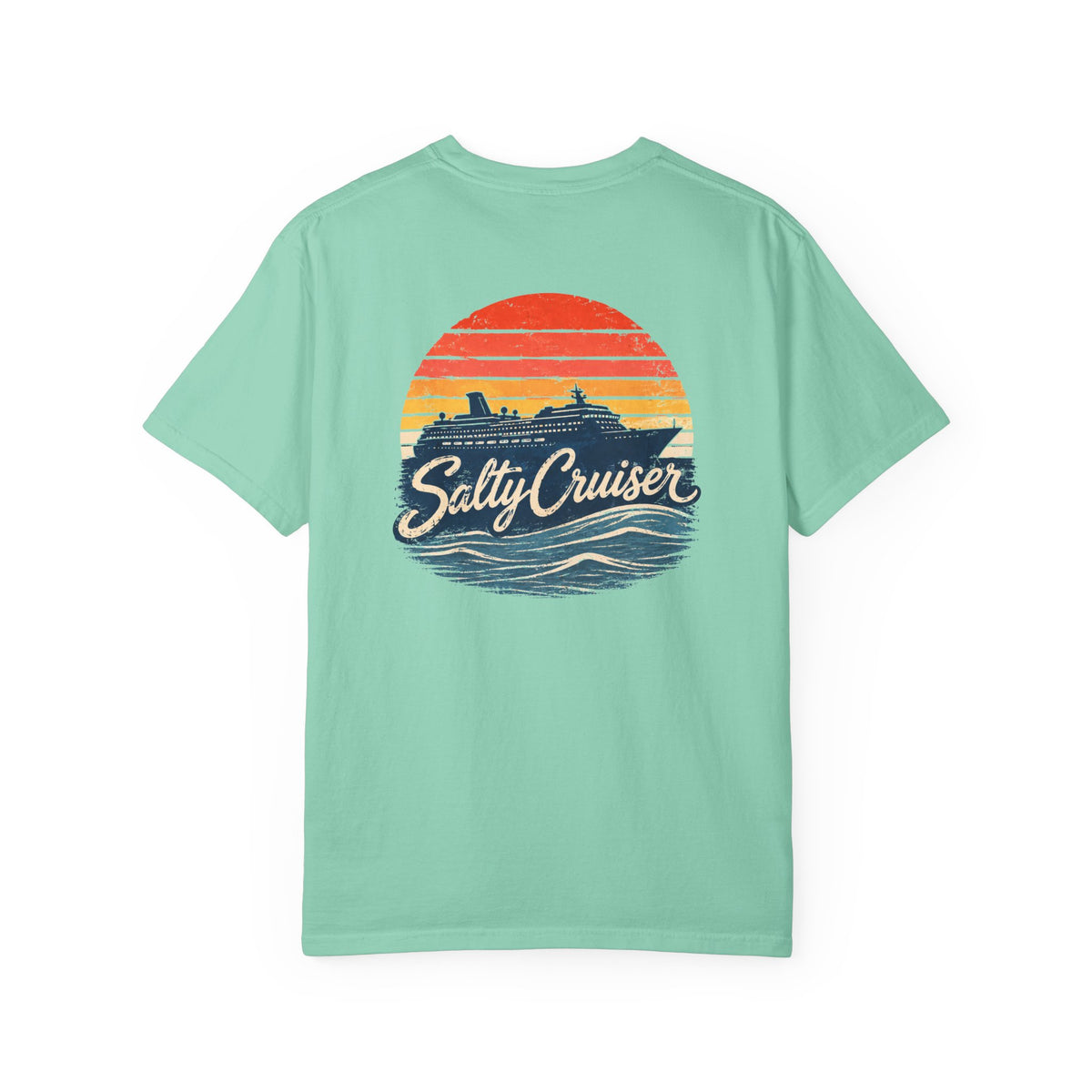 Salty Cruiser Sunset Cruise Front and Back Tee