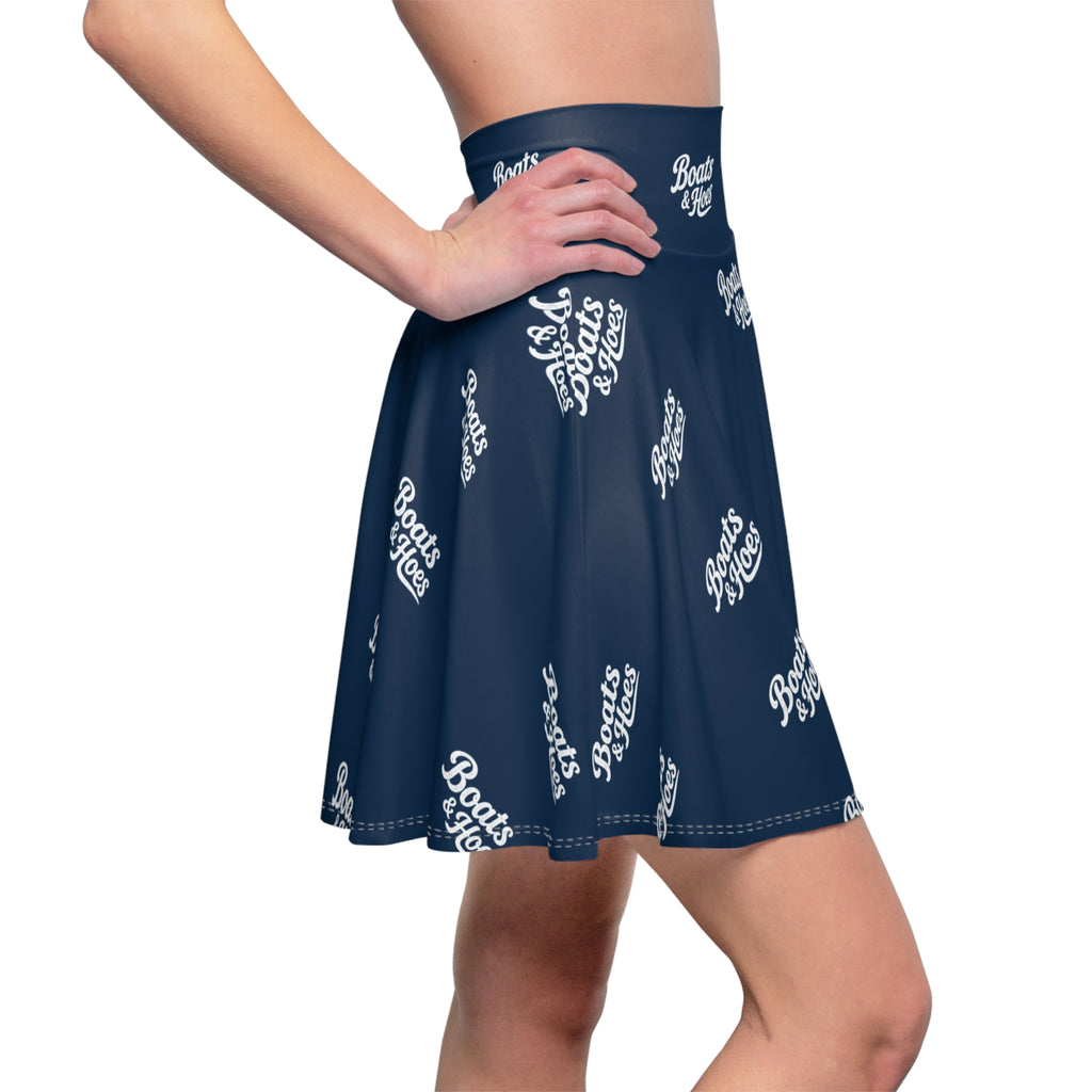 Boats & Hoes Navy Skater Skirt