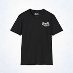 Boats & Hoes Retro Sunset Pontoon Front & Back Tee