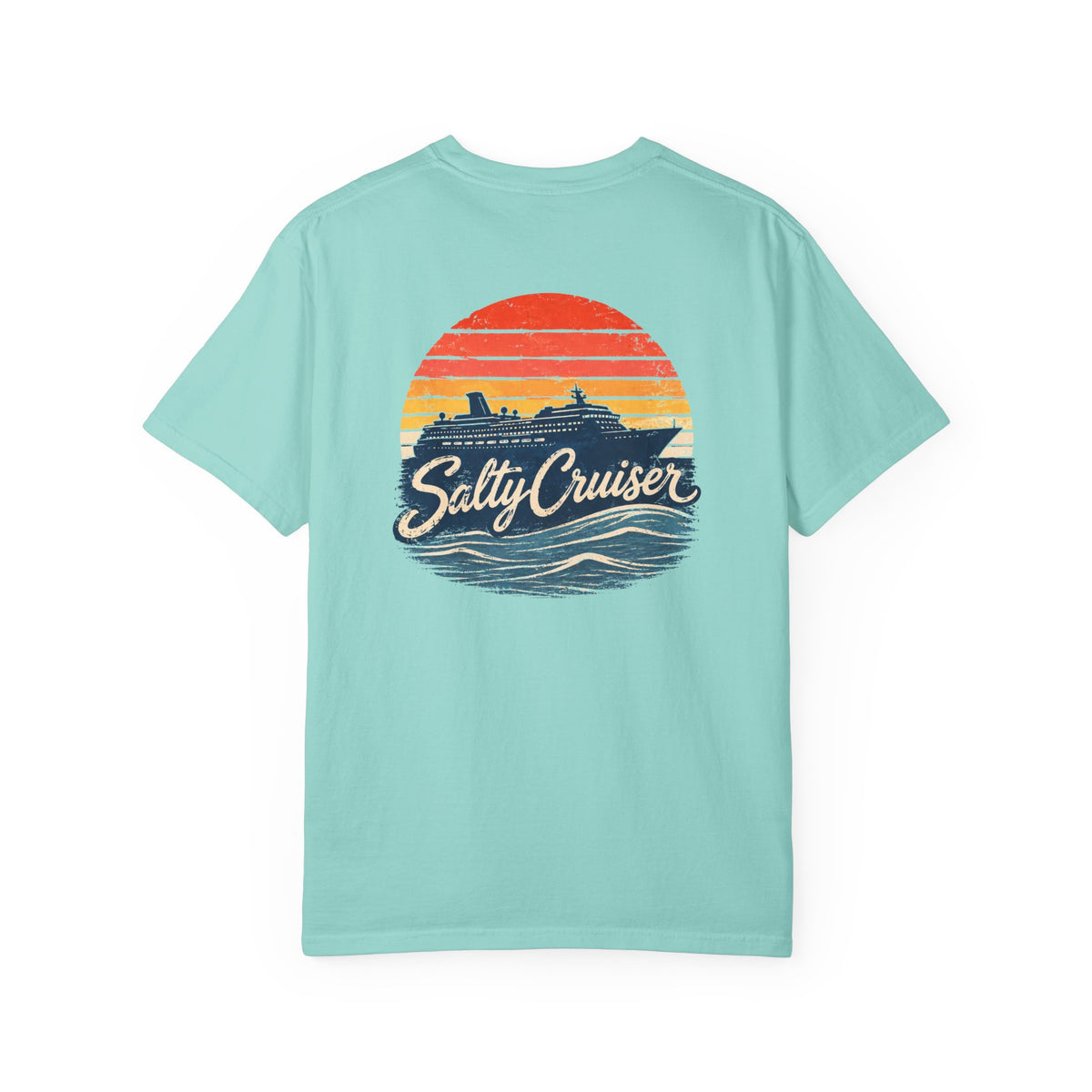 Salty Cruiser Sunset Cruise Front and Back Tee
