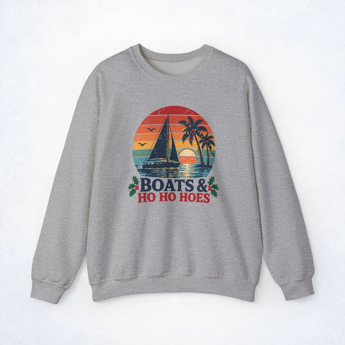 Boats & Ho Ho Hoes Retro Sailboat Christmas Sweatshirt
