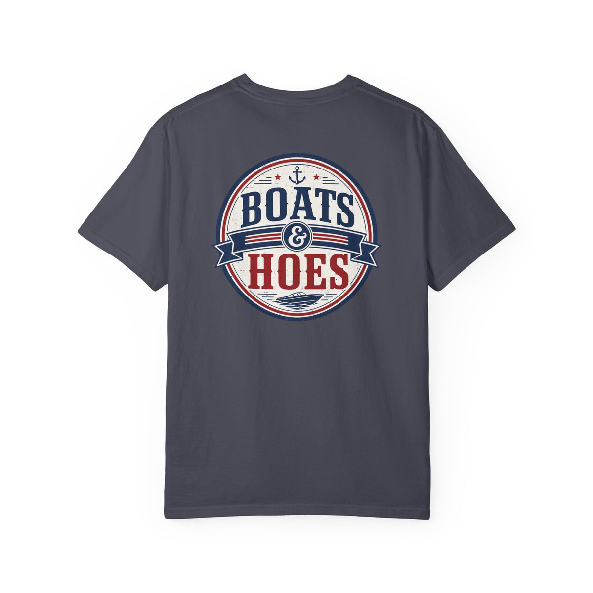 Boats & Hoes Vintage Nautical Badge Front and Back Tee