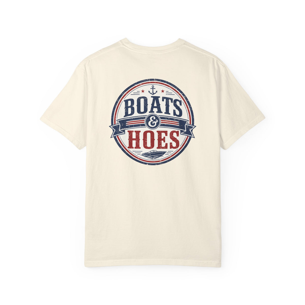 Boats & Hoes Vintage Nautical Badge Front and Back Tee