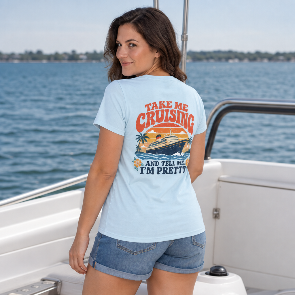 Take Me Cruising Retro Ship Front and Back Tee