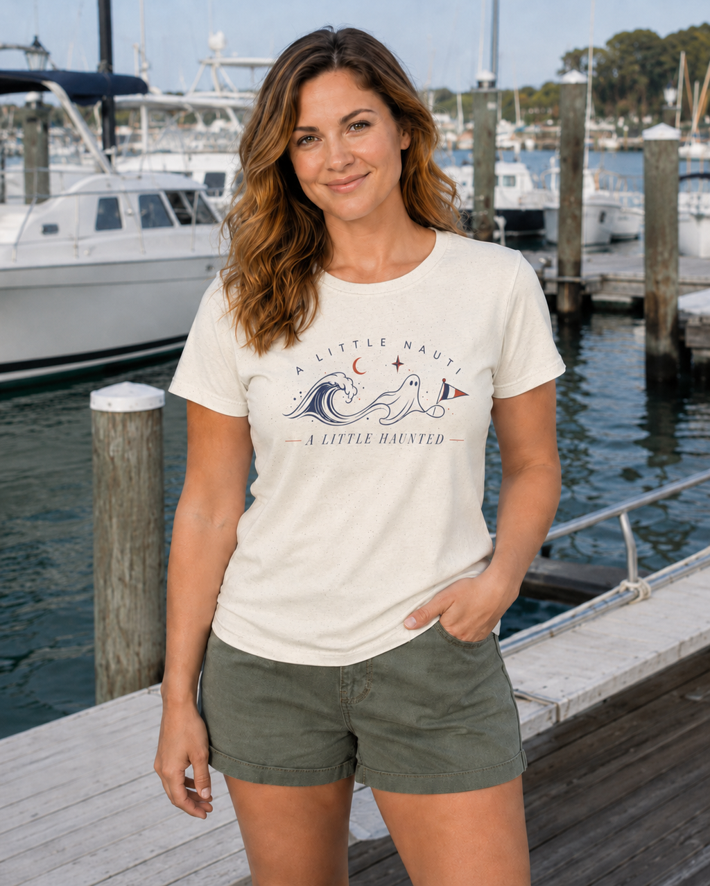 A Little Nauti A Little Haunted Ghost Wave Cruise Tee