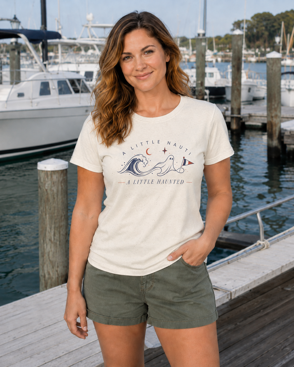 A Little Nauti A Little Haunted Ghost Wave Cruise Tee