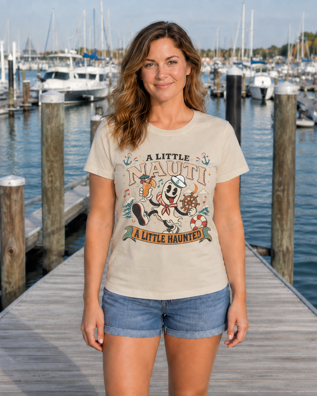 A Little Nauti A Little Haunted Ghost Sailor Cruise Tee