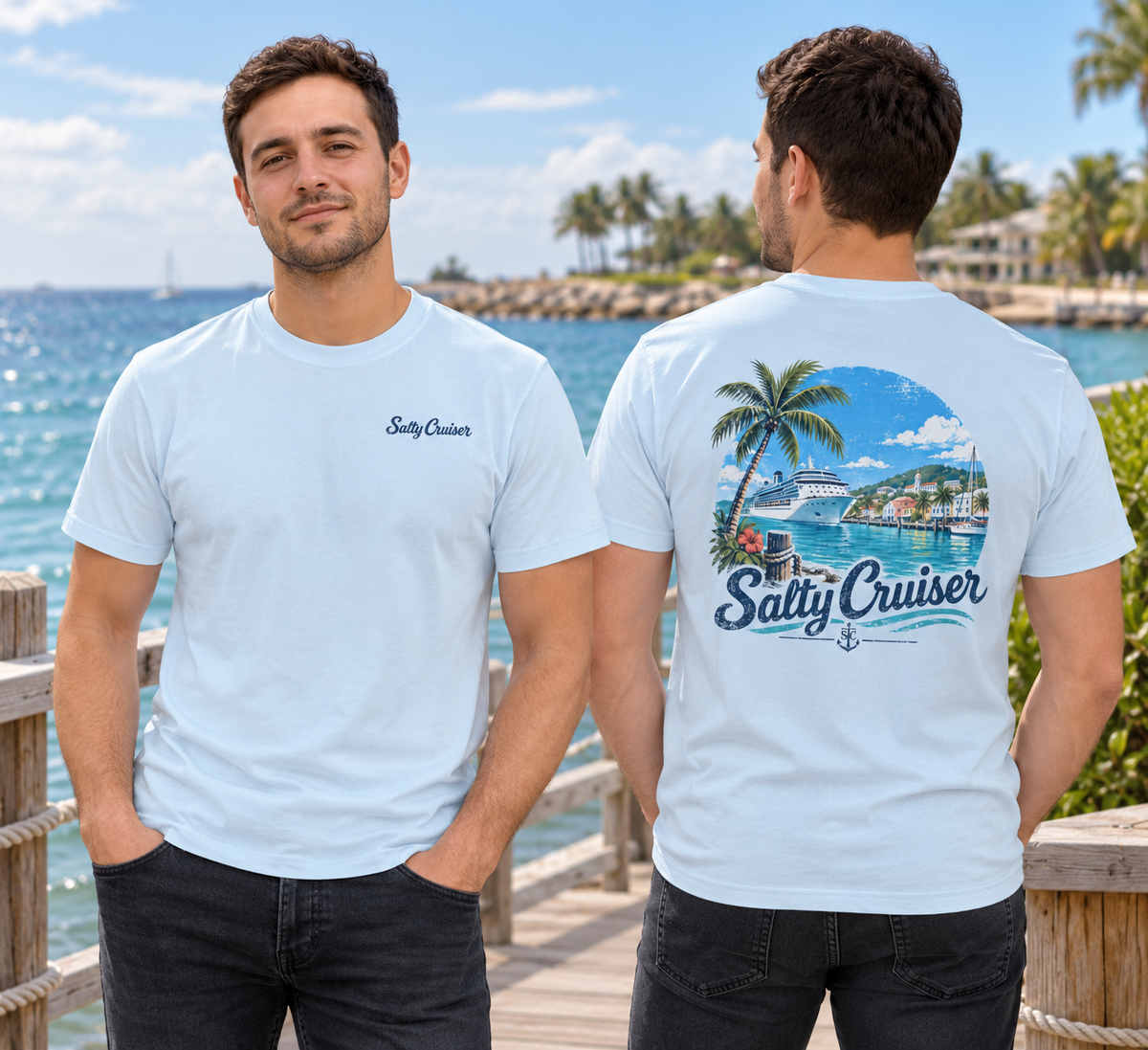 Salty Cruiser Coastal Port Front and Back Tee