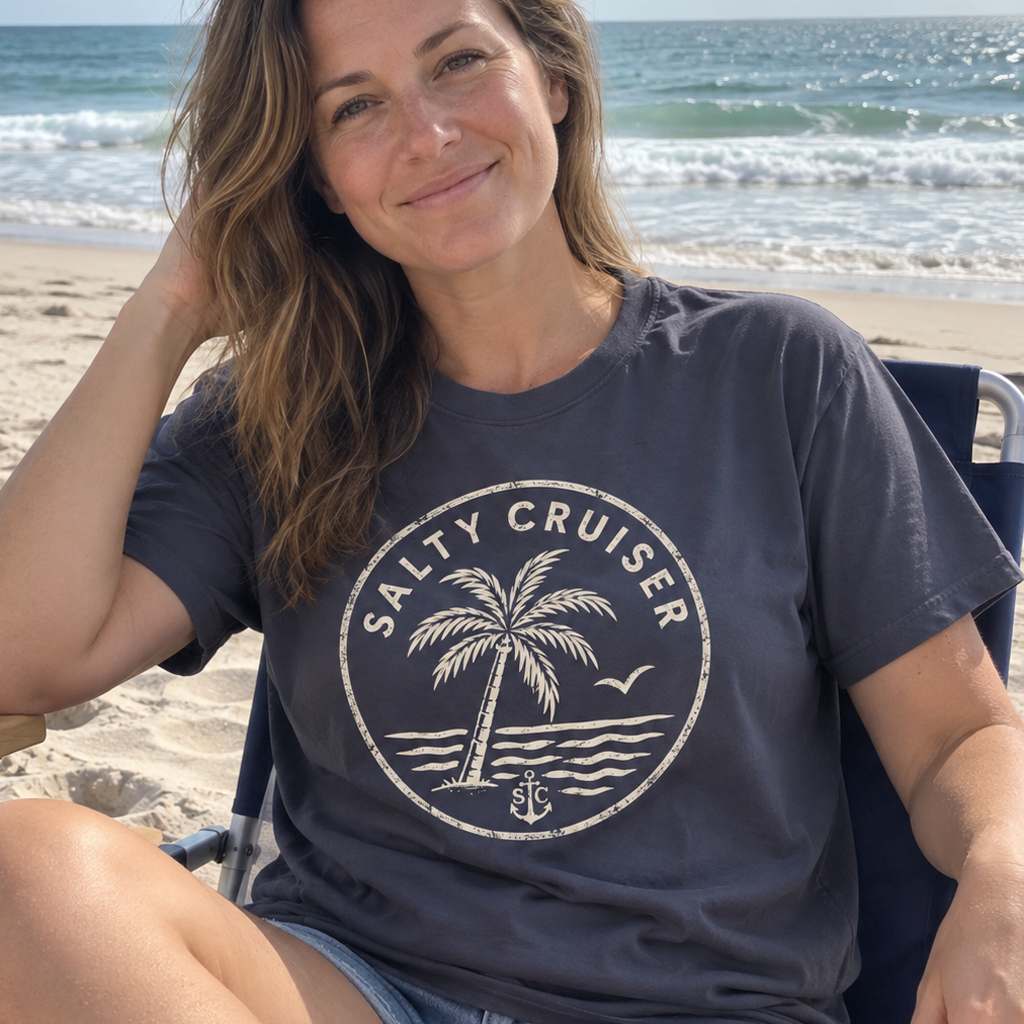 Salty Cruiser Coastal Palm Badge Tee