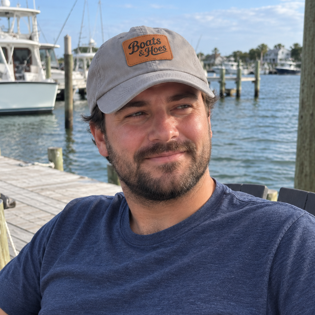 Boats & Hoes Leather Patch Dad Hat