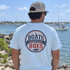 Boats & Hoes Vintage Nautical Badge Front and Back Tee