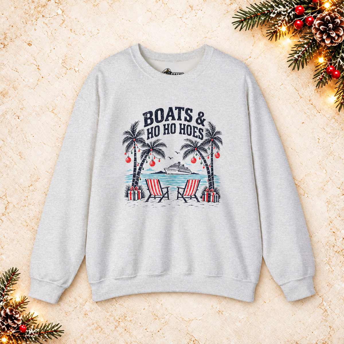 Boats & Ho Ho Hoes Tropical Christmas Sweatshirt