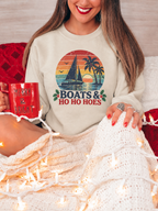 Boats & Ho Ho Hoes Retro Sailboat Christmas Sweatshirt