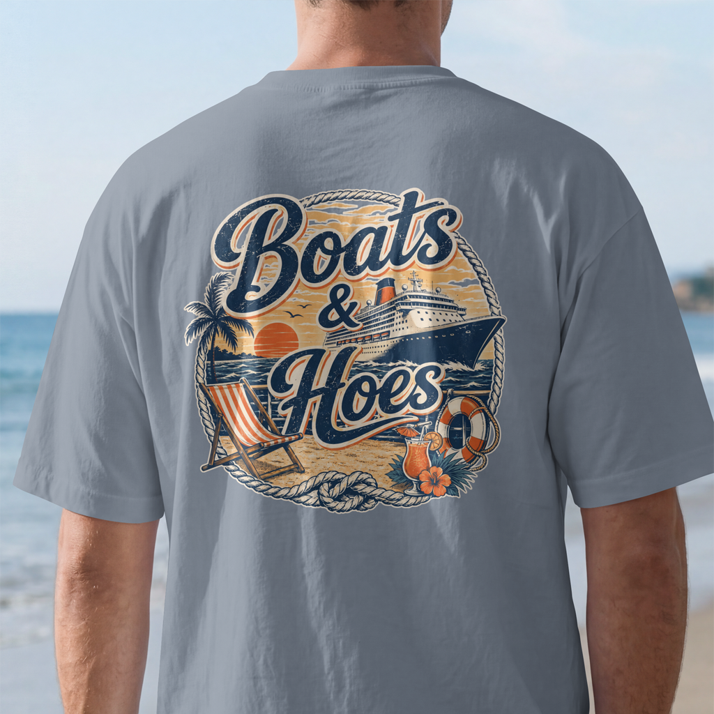Boats & Hoes Retro Beach Cruise Tee - Comfort Colors