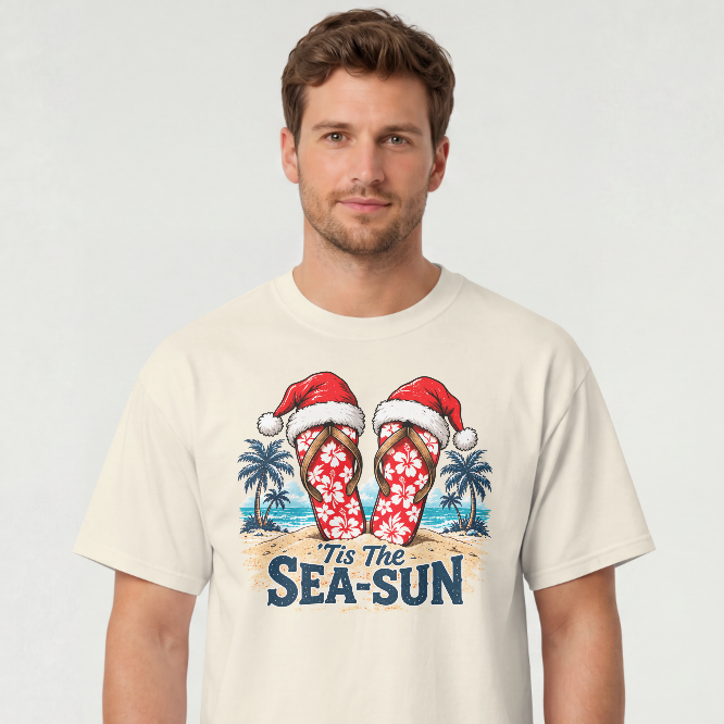 ’Tis the Sea-Sun Flip-Flops Christmas Cruise Tee