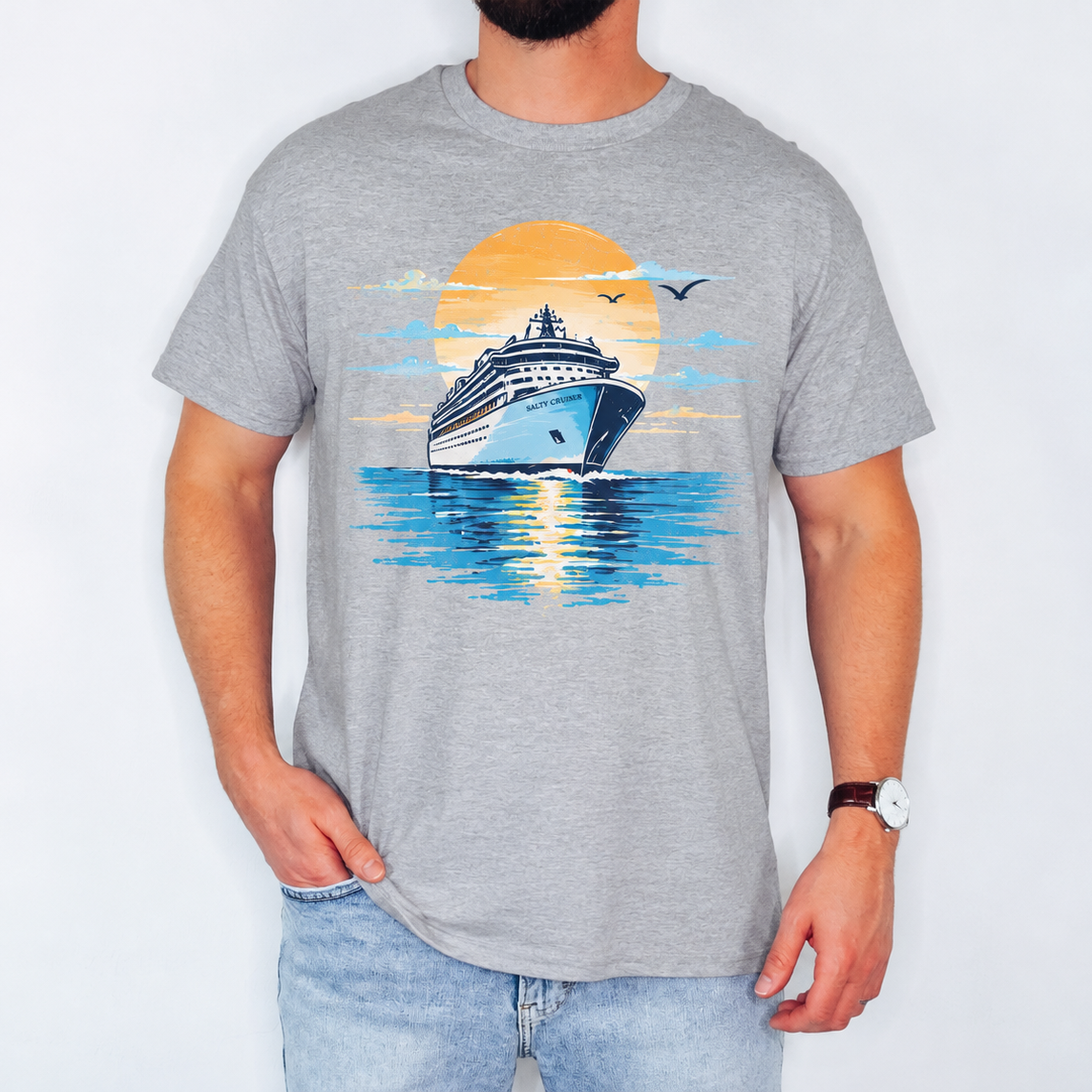 Salty Cruiser Sunset Cruise Ship Tee