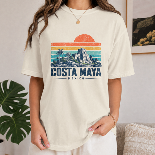 Costa Maya Mexico Ruins Retro Cruise Tee