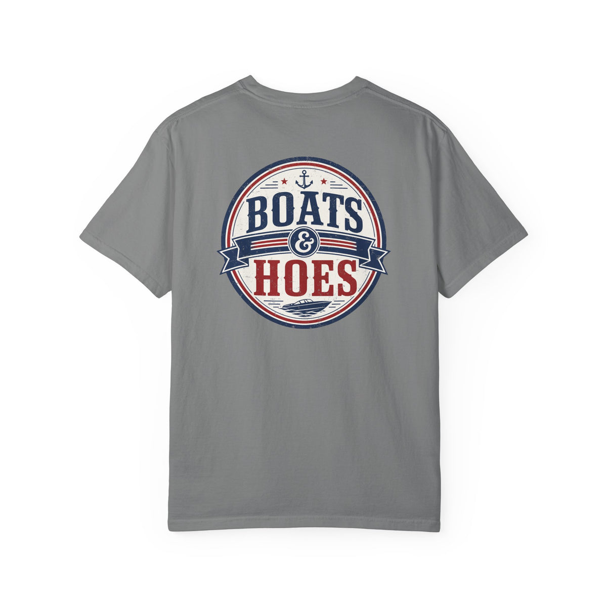 Boats & Hoes Vintage Nautical Badge Front and Back Tee