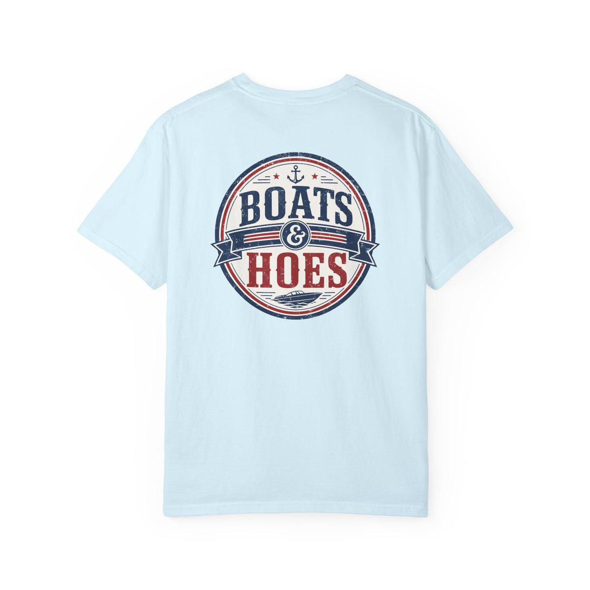 Boats & Hoes Vintage Nautical Badge Front and Back Tee