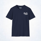 Boats & Hoes Retro Sunset Pontoon Front & Back Tee