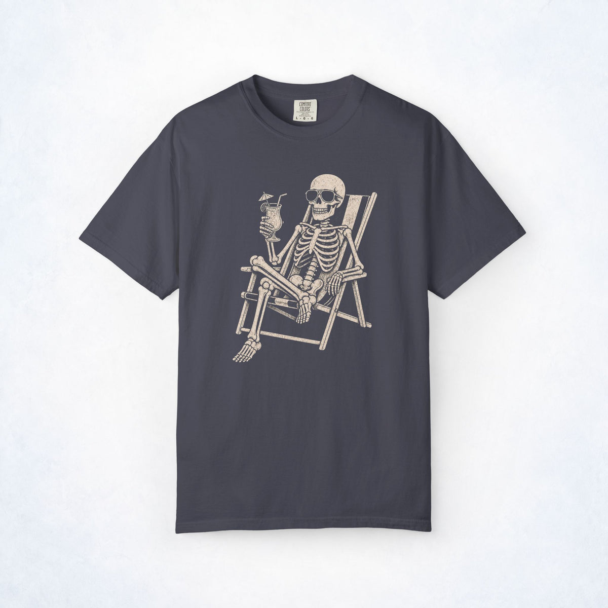 Skelly Skeleton Beach Chair Cocktail Graphic Tee
