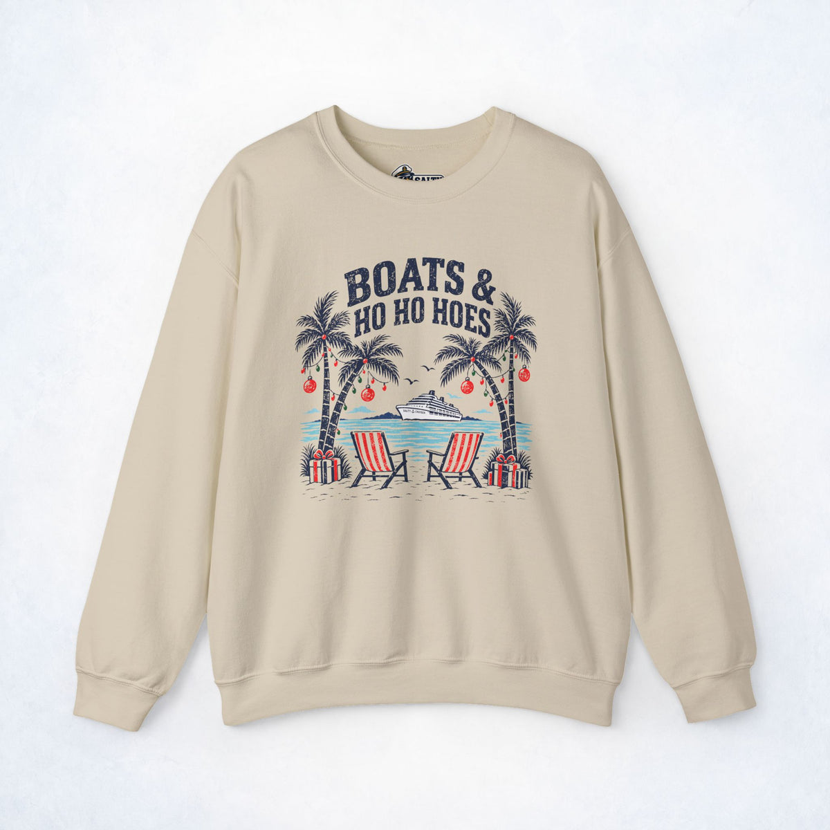 Boats & Ho Ho Hoes Tropical Christmas Sweatshirt