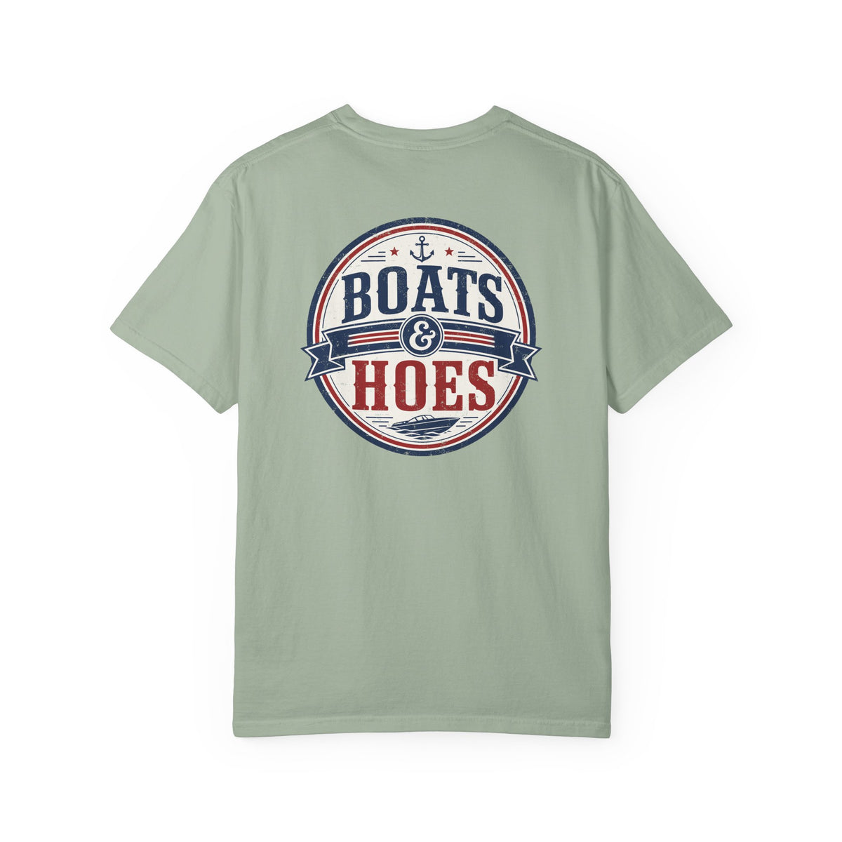 Boats & Hoes Vintage Nautical Badge Front and Back Tee