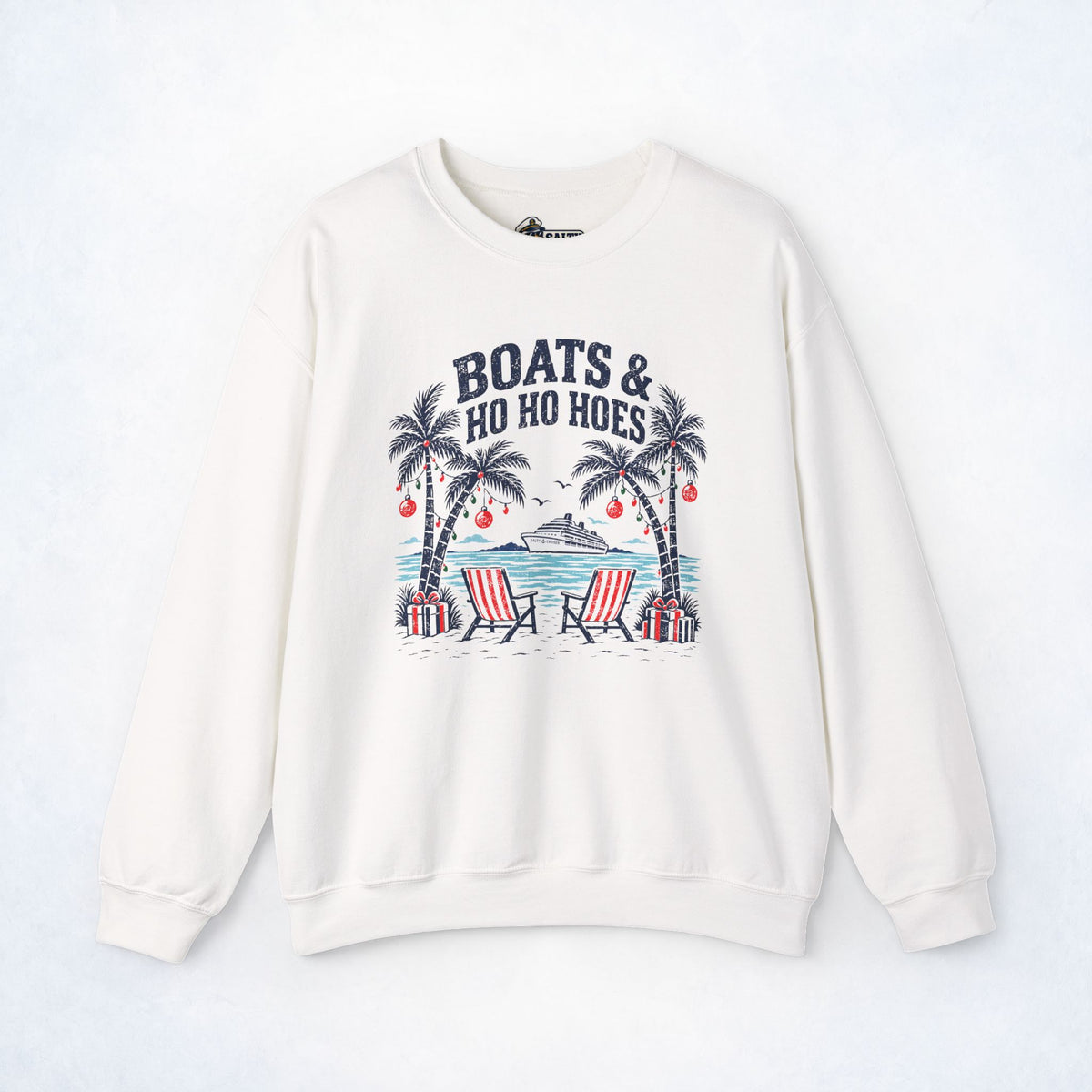 Boats & Ho Ho Hoes Tropical Christmas Sweatshirt