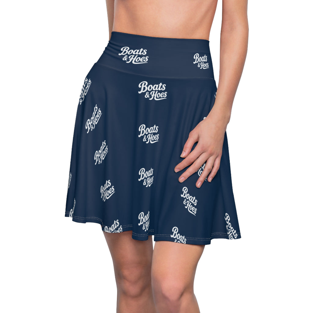 Boats & Hoes Navy Skater Skirt