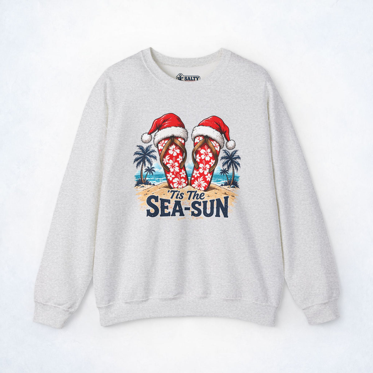 ’Tis the Sea-Sun Flip-Flops Christmas Sweatshirt