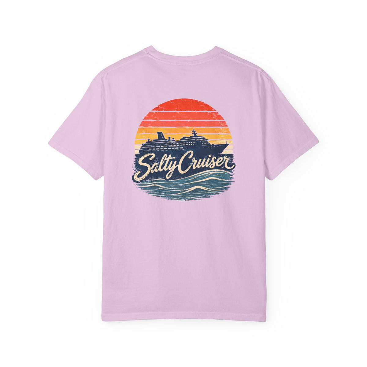 Salty Cruiser Sunset Cruise Front and Back Tee