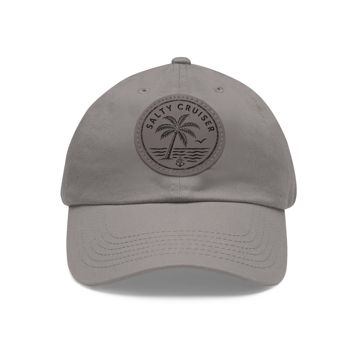 Salty Cruiser Coastal Palm Leather Patch Dad Hat