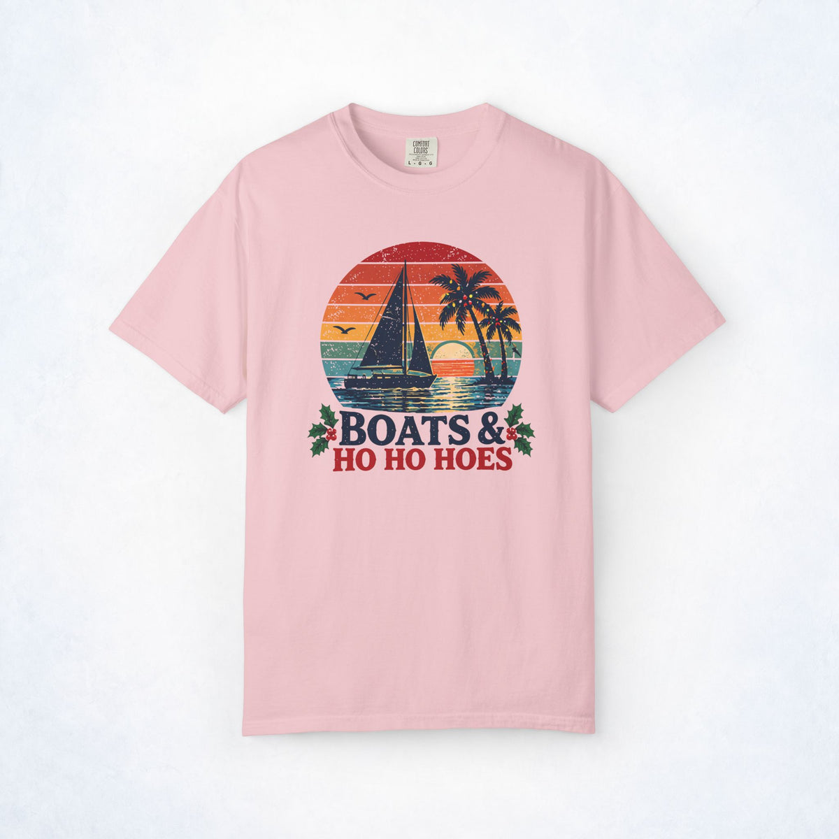 Boats & Ho Ho Hoes Retro Sailboat Christmas Tee