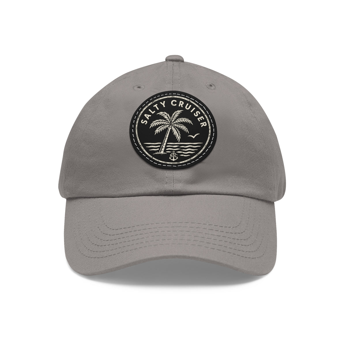 Salty Cruiser Coastal Palm Leather Patch Dad Hat