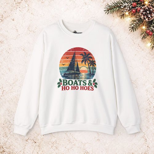 Boats & Ho Ho Hoes Retro Sailboat Christmas Sweatshirt