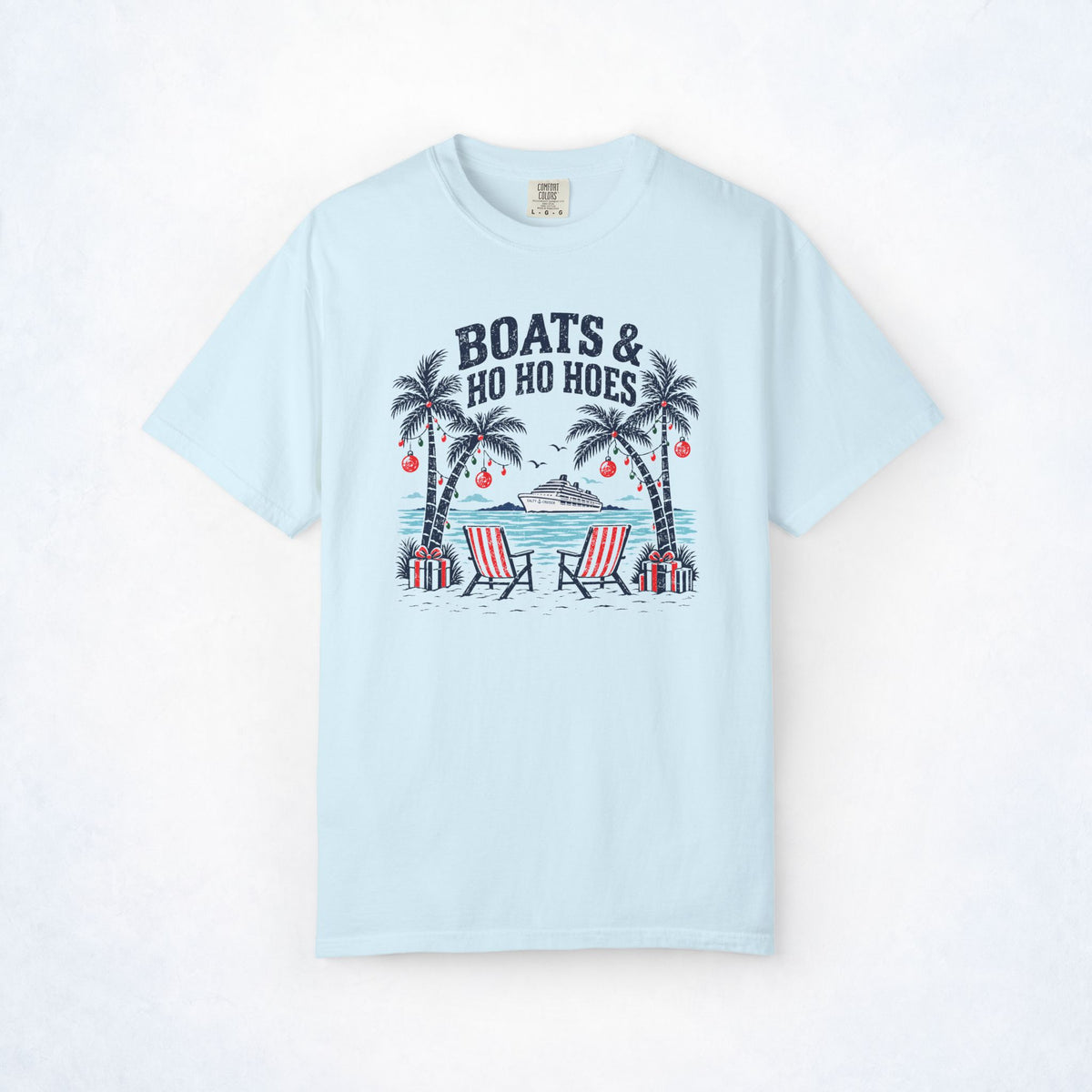 Boats & Ho Ho Hoes Tropical Christmas Cruise Tee