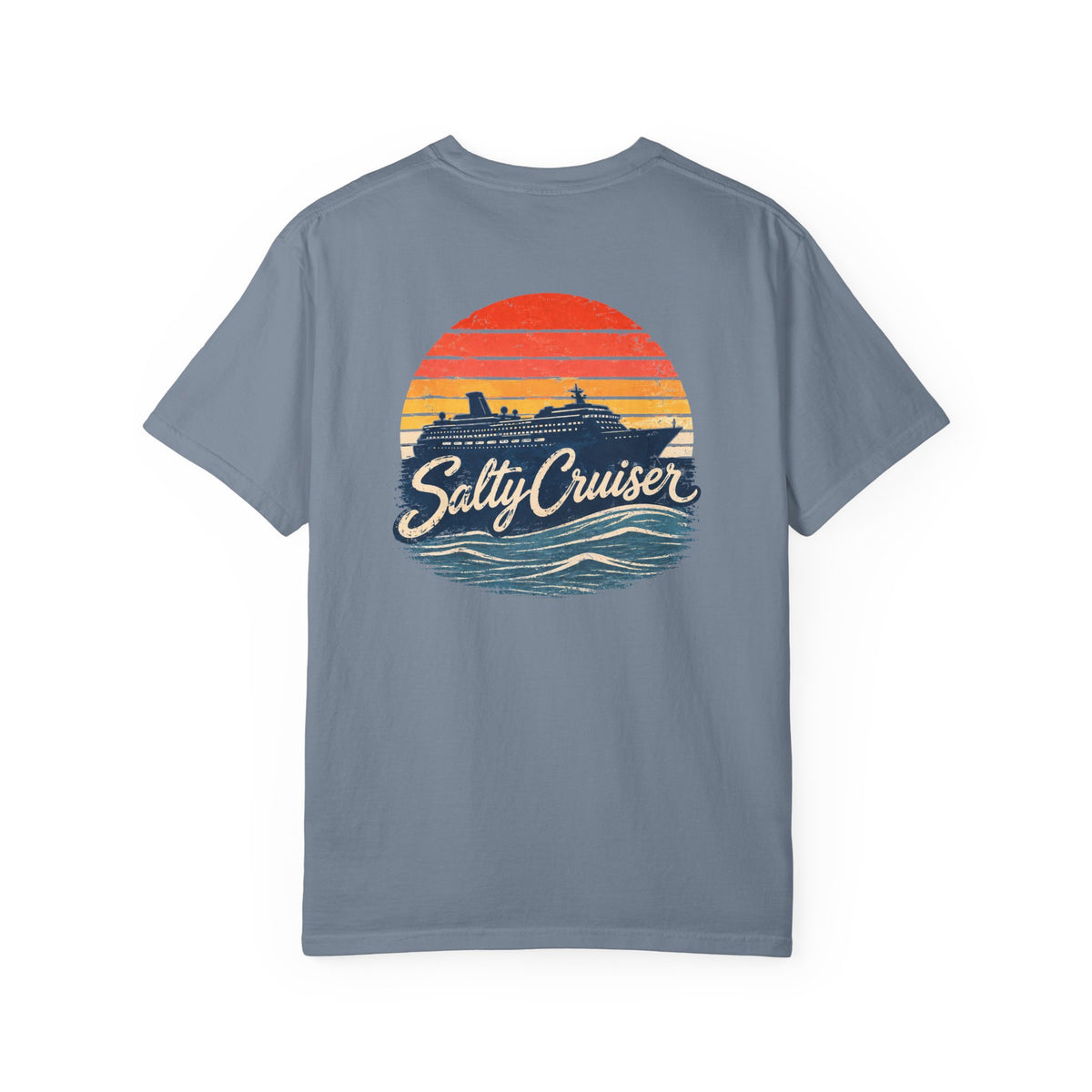 Salty Cruiser Sunset Cruise Front and Back Tee