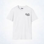 Boats & Hoes Retro Sunset Pontoon Front & Back Tee