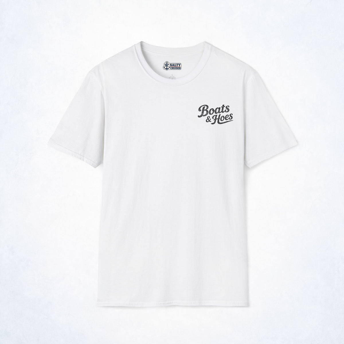 Boats & Hoes Retro Sunset Pontoon Front & Back Tee