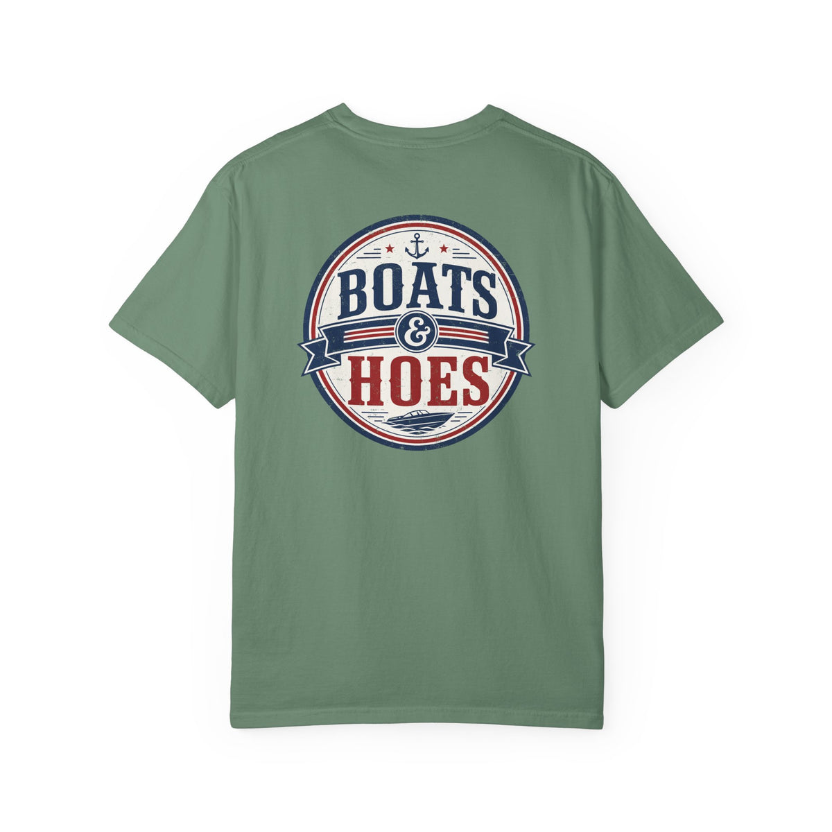 Boats & Hoes Vintage Nautical Badge Front and Back Tee