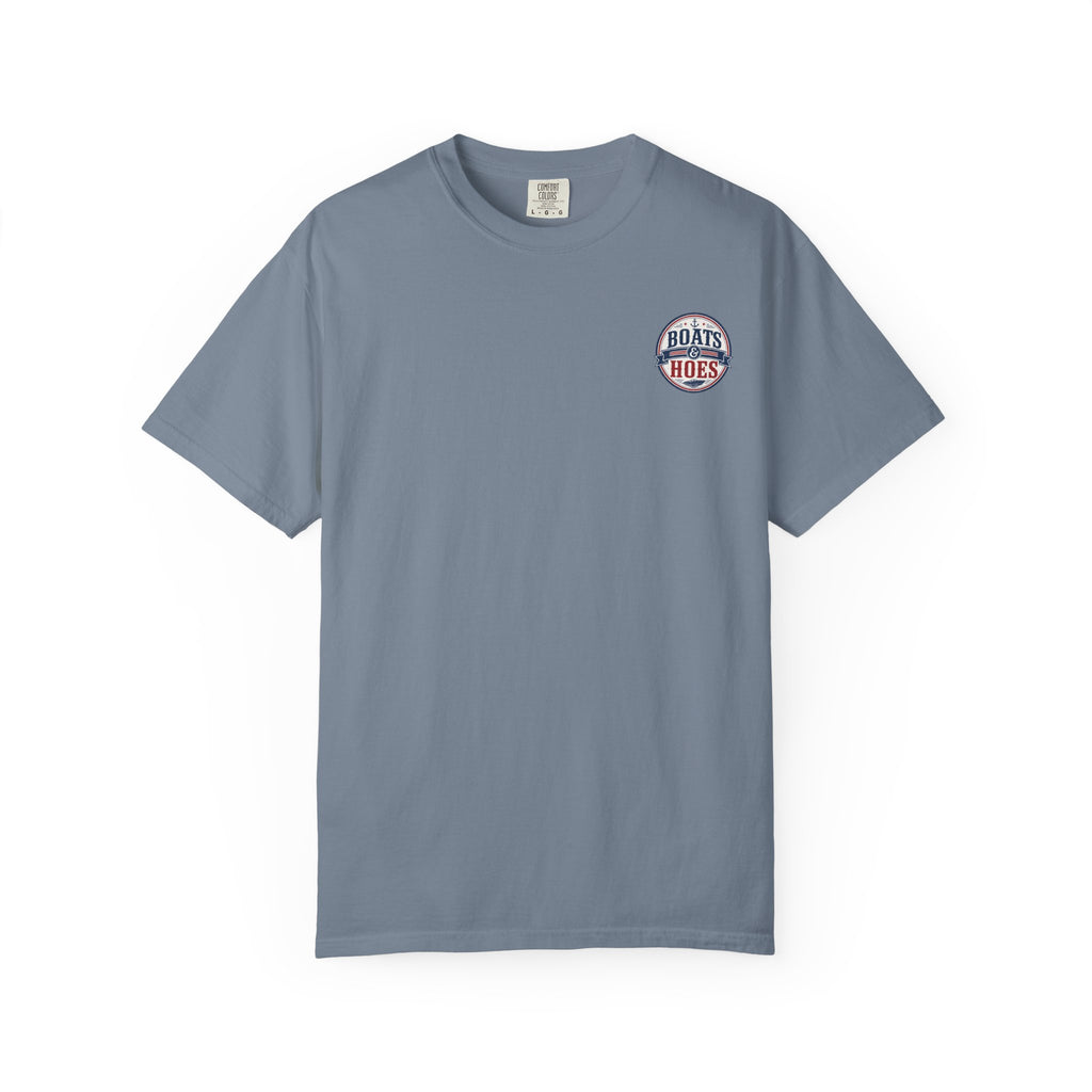 Boats & Hoes Vintage Nautical Badge Front and Back Tee