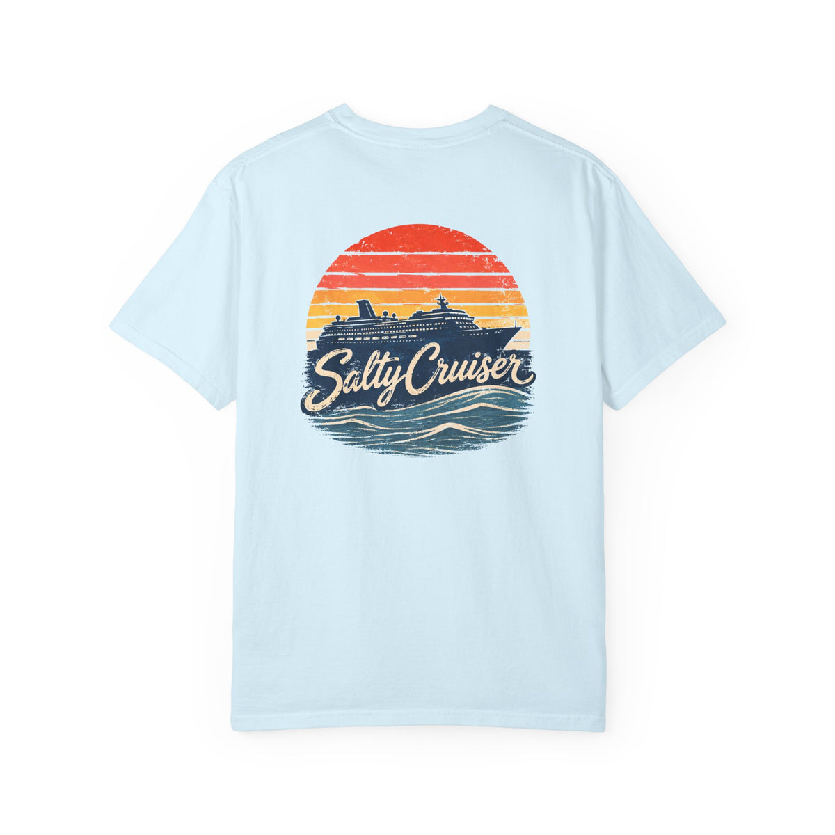 Salty Cruiser Sunset Cruise Front and Back Tee